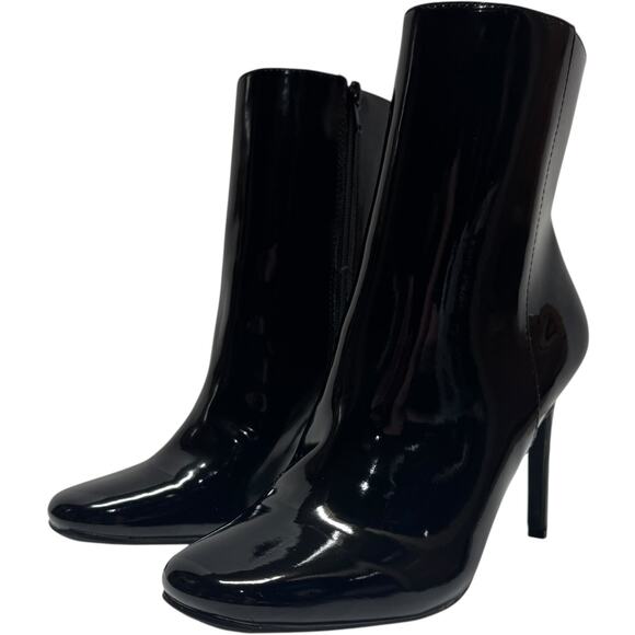 Anne Michelle 4 Inch Stiletto Ankle Boots Black Patent 7.5 - Picture 1 of 6
